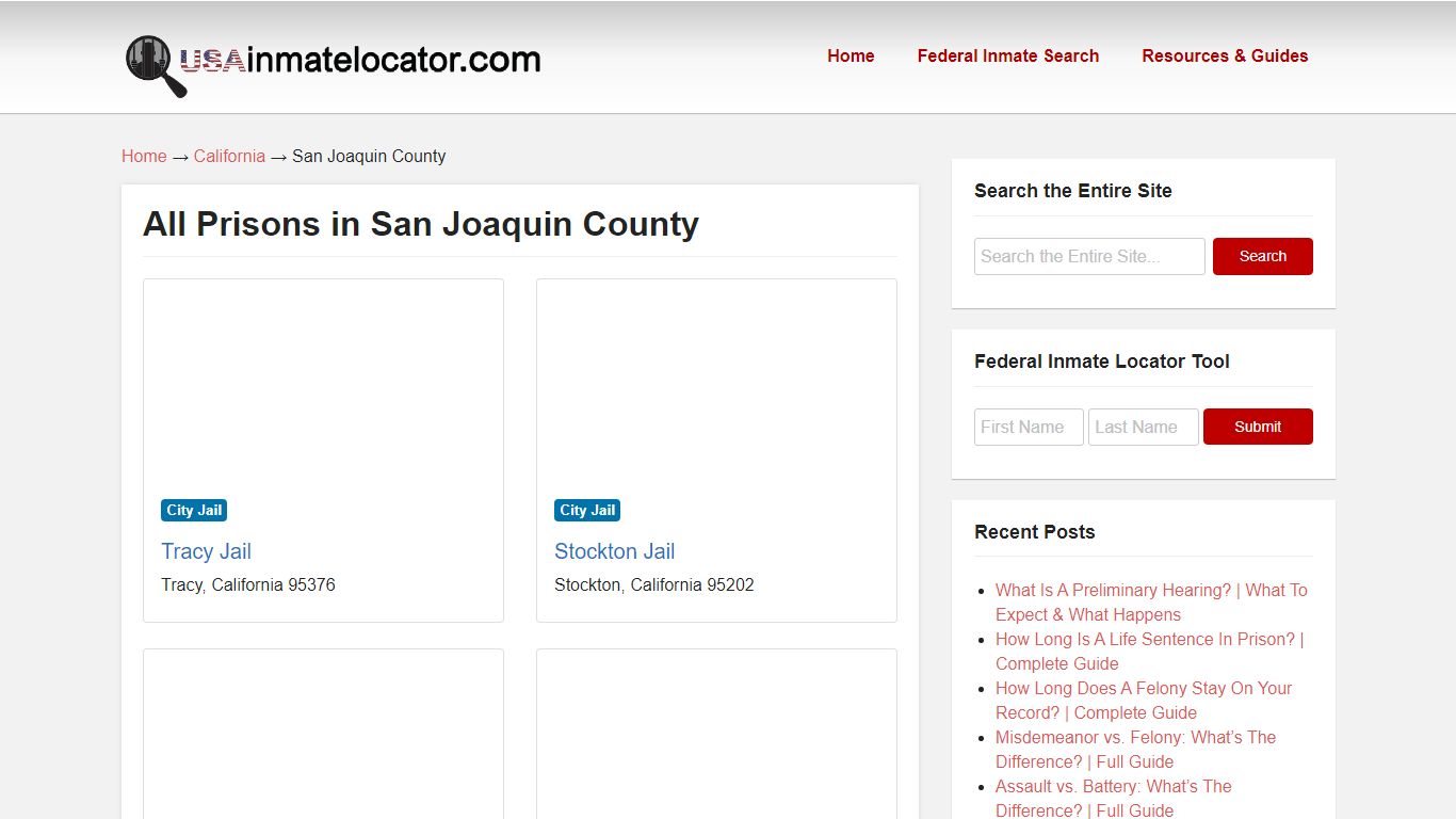 San Joaquin County Prisons & Jails Directory &124; USA Inmate Locator