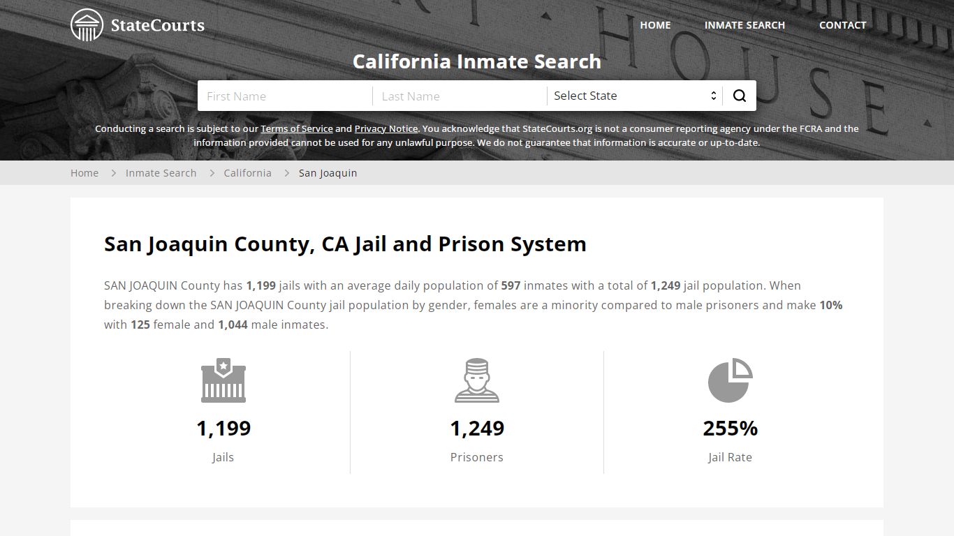 San Joaquin County, CA Inmate Search - StateCourts