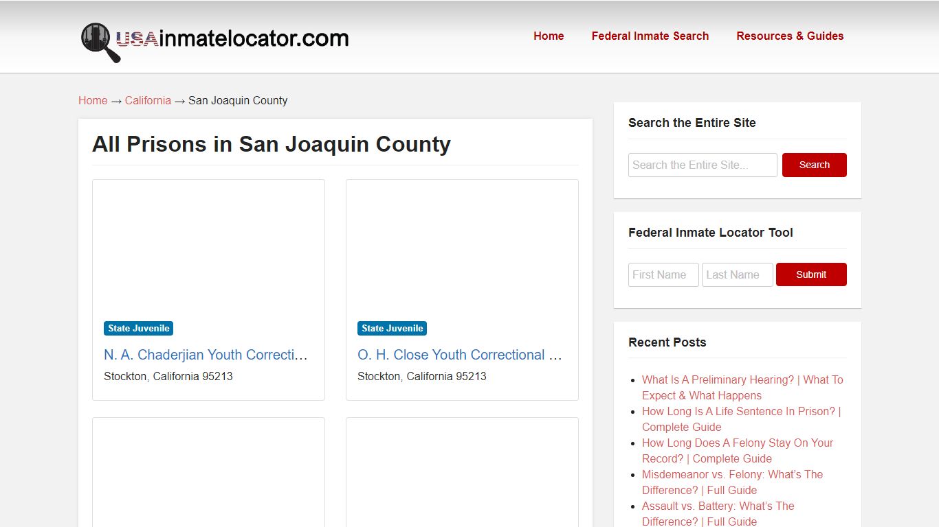 San Joaquin County Prisons & Jails Directory &124; USA Inmate Locator